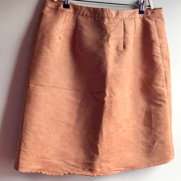NWT Cognac Faux Suede Skirt - Picture 3 of 5